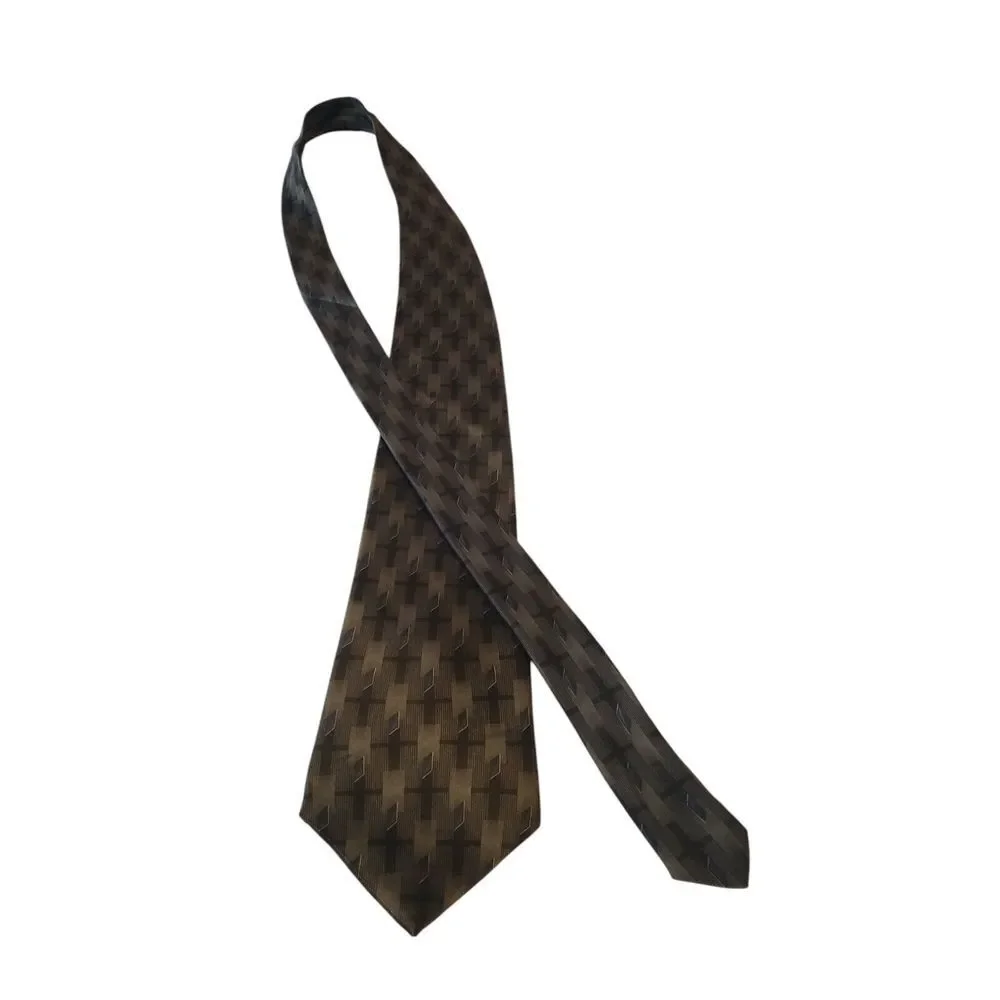Bill Blass Neck Tie Mens‎ Designer Green Black Blue Geometric Business Casual